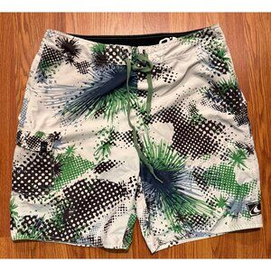 O'Neill Board Shorts Geometric AOP Embroidered Logo Mens 36 10" Swim Trunks